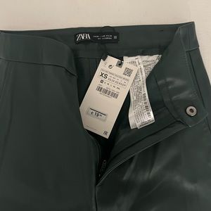 Zara - emerald green - leather pant - XS